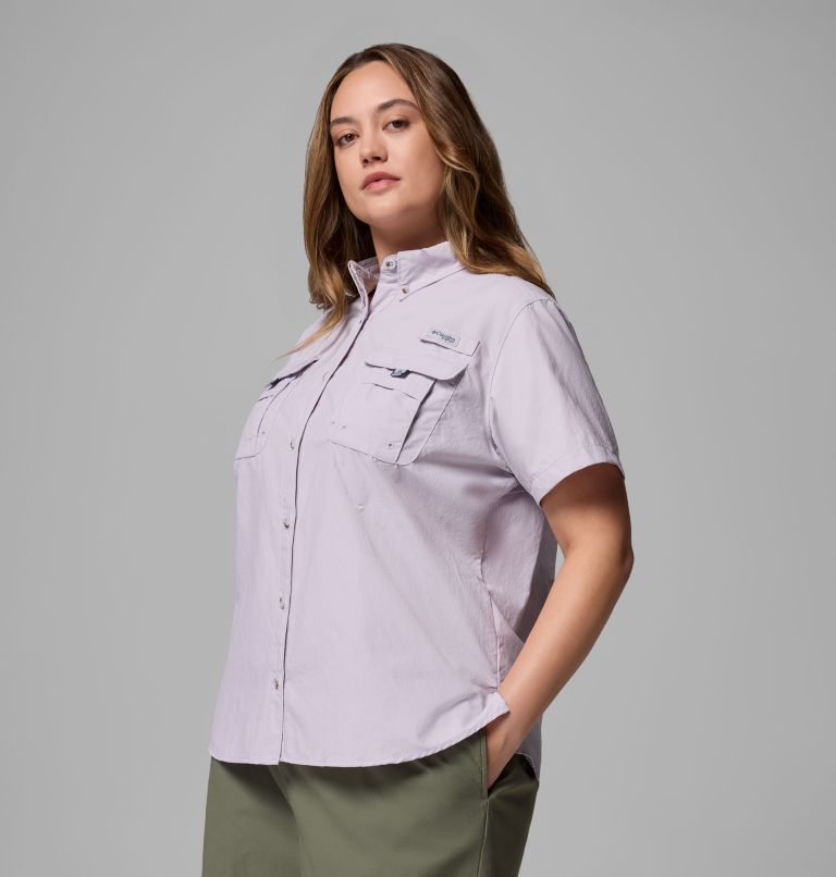 Women's PFG Bahama Short Sleeve Shirt - Plus Size, Color: Lavender Pearl, image 4
