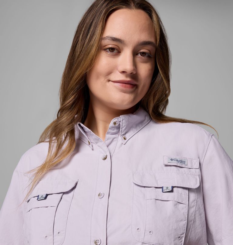 Women's PFG Bahama Short Sleeve Shirt - Plus Size, Color: Lavender Pearl, image 5