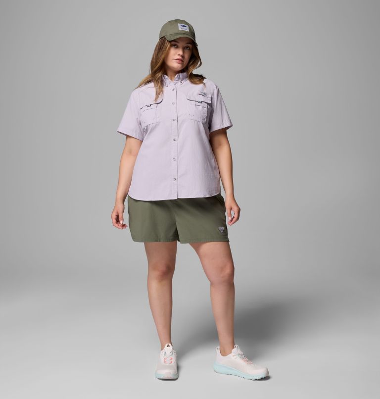 Women's PFG Bahama Short Sleeve Shirt - Plus Size, Color: Lavender Pearl, image 2
