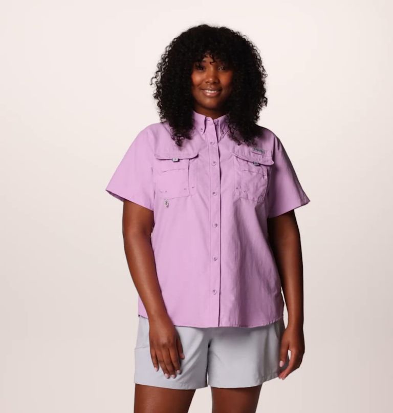 Women's PFG Bahama Short Sleeve Shirt - Plus Size, Color: Hydrangea