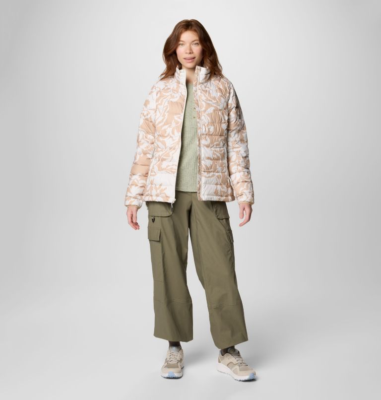 Women's Powder Lite II Printed Full Zip Jacket, Color: Canoe Leafall Print, image 3
