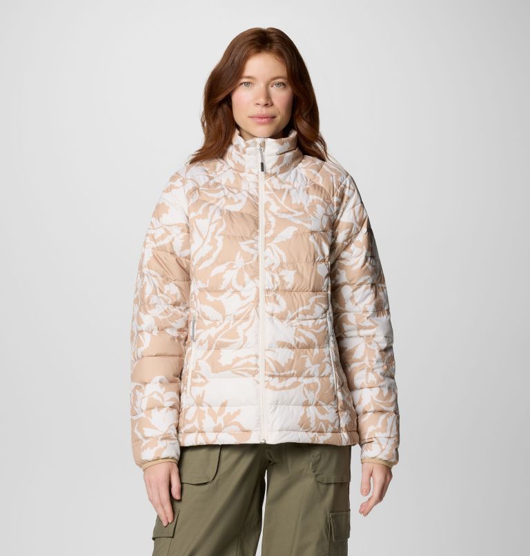 Women's Powder Lite II Printed Full Zip Jacket, Color: Canoe Leafall Print, image 1
