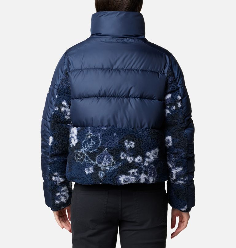 Women's Leadbetter Point II Sherpa Printed Puffer Jacket, Color: Collegiate Navy, Coll Navy Shadowvines, image 2