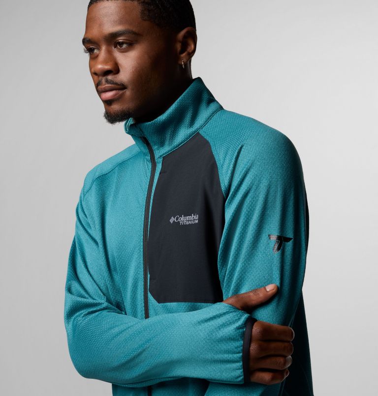 Men's Triple Canyon Grid Fleece II Full Zip Jacket, Color: River Blue, Black, image 5