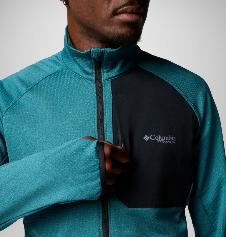 Men's Triple Canyon Grid Fleece II Full Zip Jacket, Color: River Blue, Black, image 6