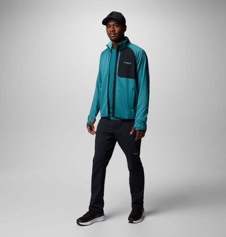 Men's Triple Canyon Grid Fleece II Full Zip Jacket, Color: River Blue, Black, image 2