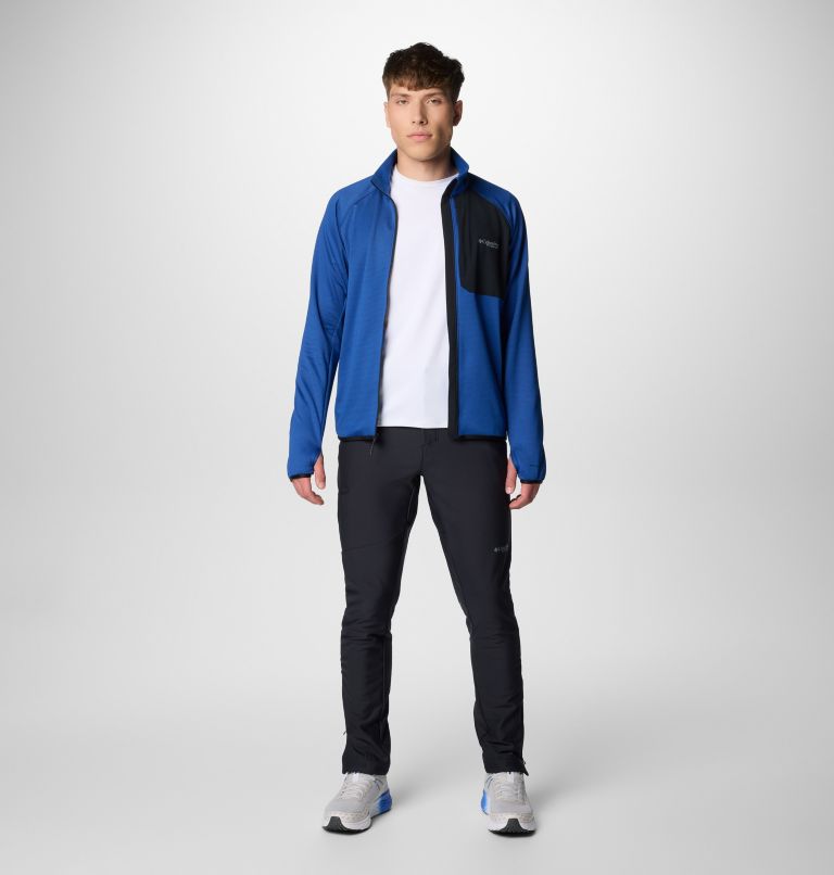 Men's Triple Canyon Grid Fleece II Full Zip Jacket, Color: Mountain Blue, Black, image 3