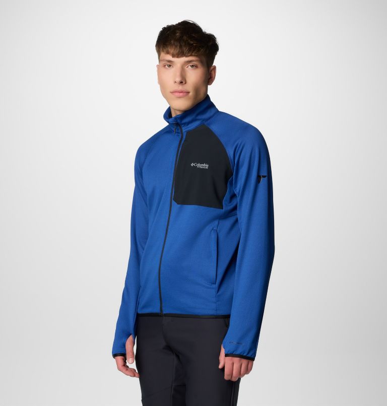 Men's Triple Canyon Grid Fleece II Full Zip Jacket, Color: Mountain Blue, Black, image 4