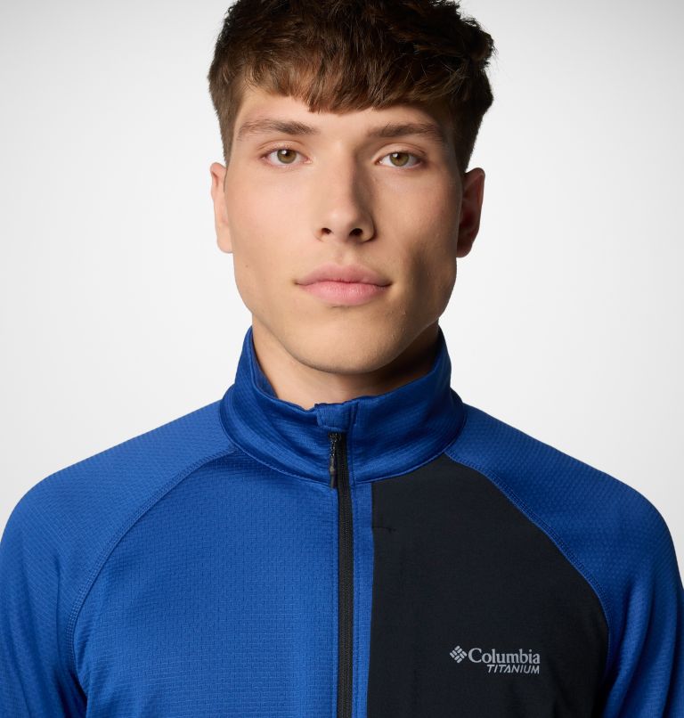 Men's Triple Canyon Grid Fleece II Full Zip Jacket, Color: Mountain Blue, Black, image 5