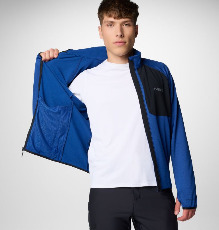 Men's Triple Canyon Grid Fleece II Full Zip Jacket, Color: Mountain Blue, Black, image 6