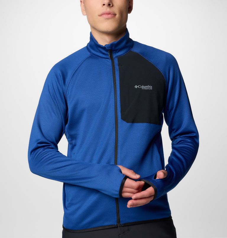 Men's Triple Canyon Grid Fleece II Full Zip Jacket, Color: Mountain Blue, Black, image 7