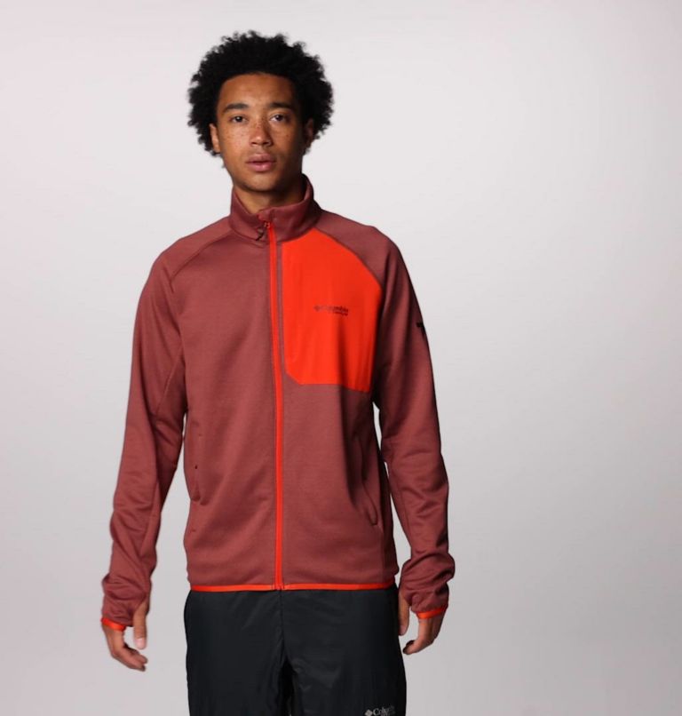 Men's Triple Canyon Grid Fleece II Full Zip Jacket, Color: Spice Heather, Spicy