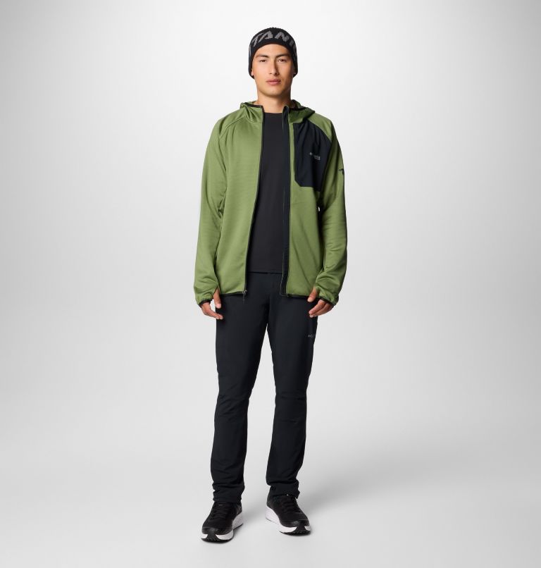 Men's Triple Canyon Grid II Fleece Hooded Full Zip Jacket, Color: Canteen, Black, image 3