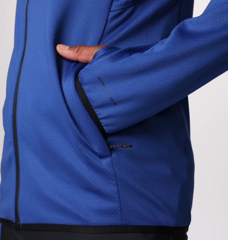 Men's Triple Canyon Grid II Fleece Hooded Full Zip Jacket, Color: Mountain Blue, Black