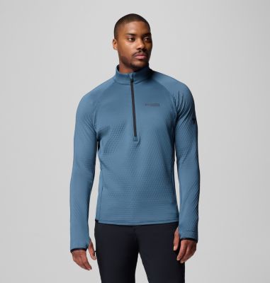 Men's Crystal Leaf Omni-Heat Helix Technical Half Zip Fleece, Color: Everblue, Black, image 1