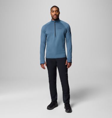Men's Crystal Leaf Omni-Heat Helix Technical Half Zip Fleece, Color: Everblue, Black, image 2