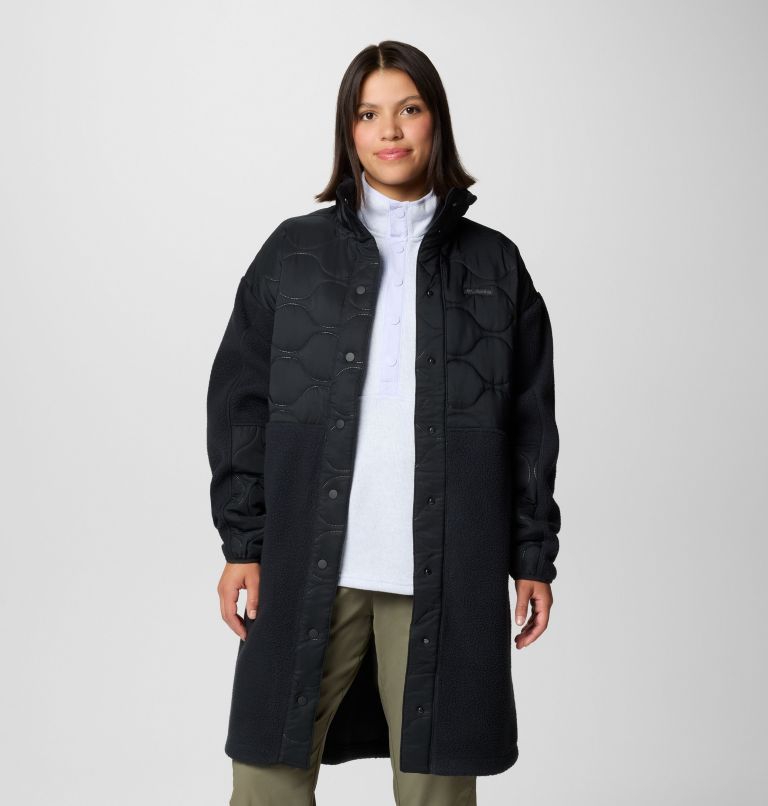Women's Cloud Point Long Fleece Jacket, Color: Black, image 7