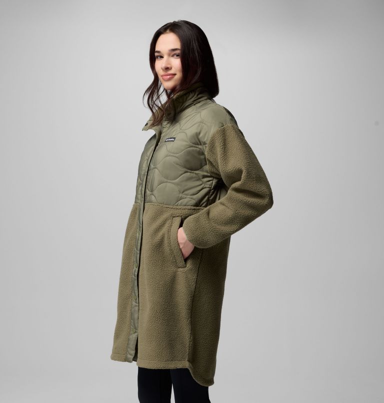 Women's Cloud Point Long Fleece Jacket, Color: Stone Green, image 4