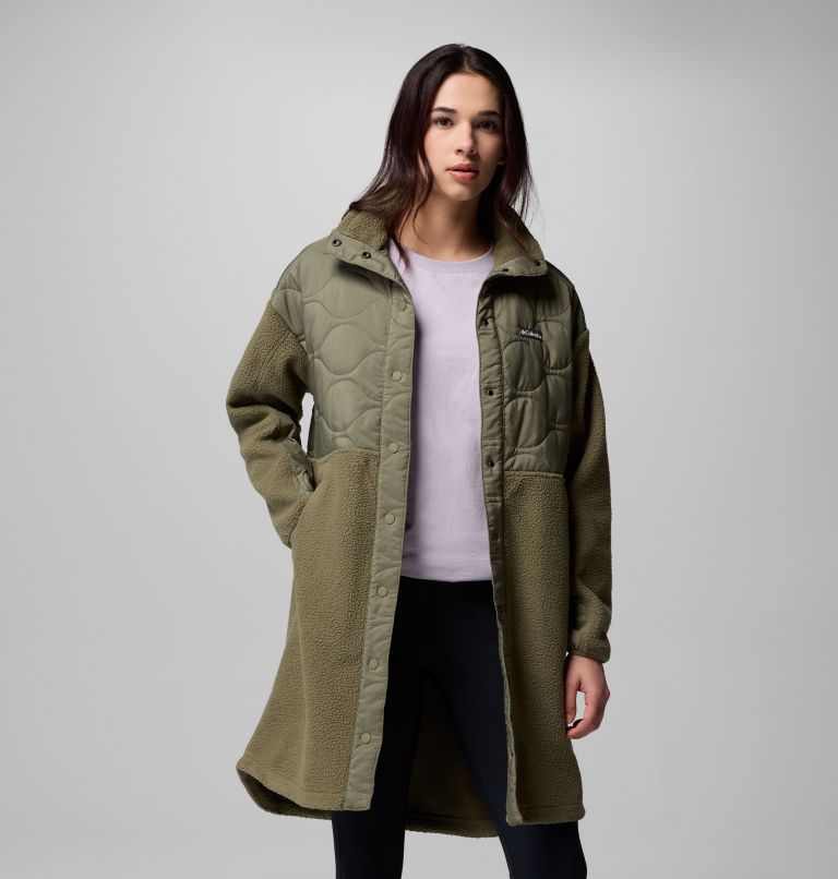 Women's Cloud Point Long Fleece Jacket, Color: Stone Green, image 6