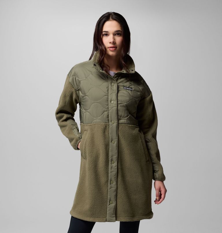 Women's Cloud Point Long Fleece Jacket, Color: Stone Green, image 1