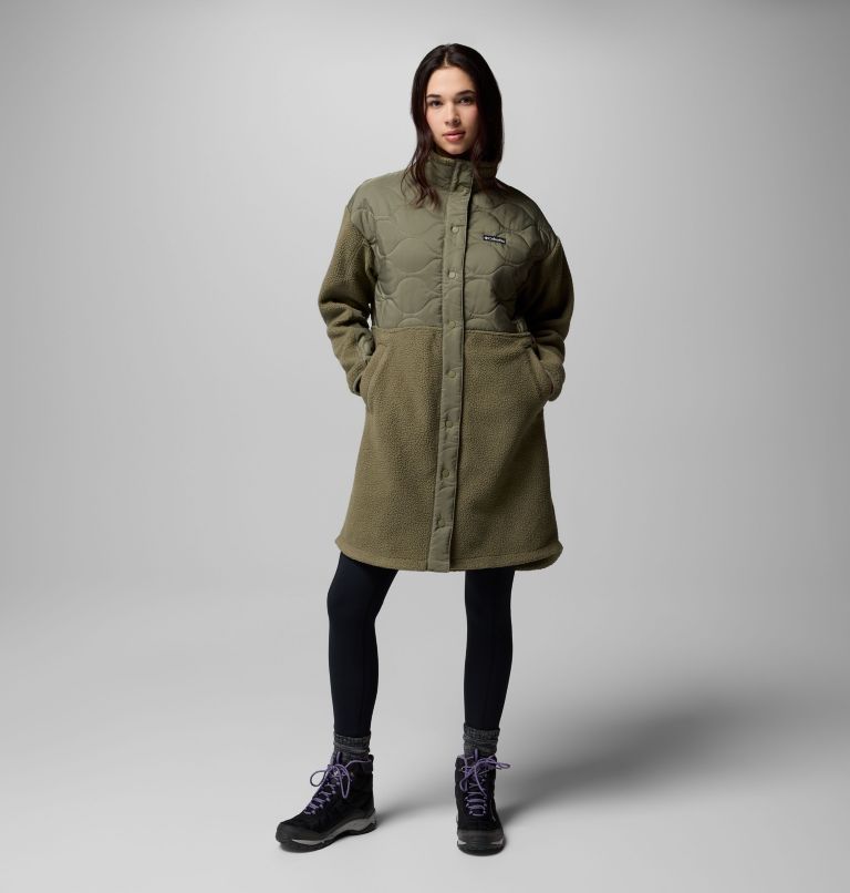 Women's Cloud Point Long Fleece Jacket, Color: Stone Green, image 2