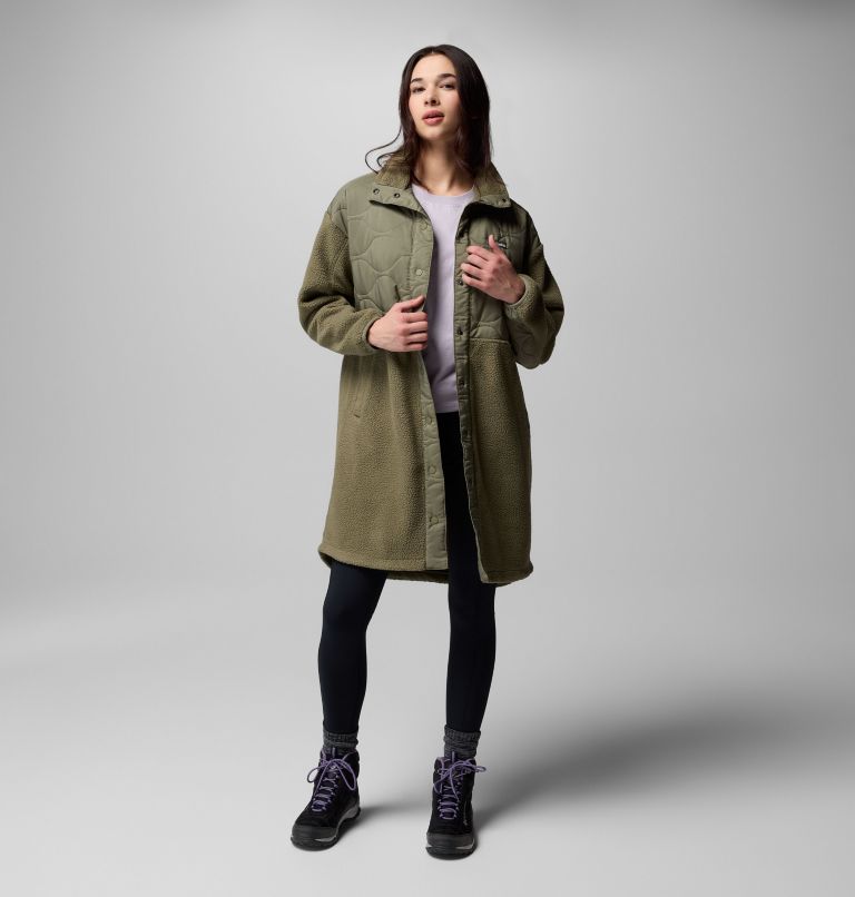 Women's Cloud Point Long Fleece Jacket, Color: Stone Green, image 7