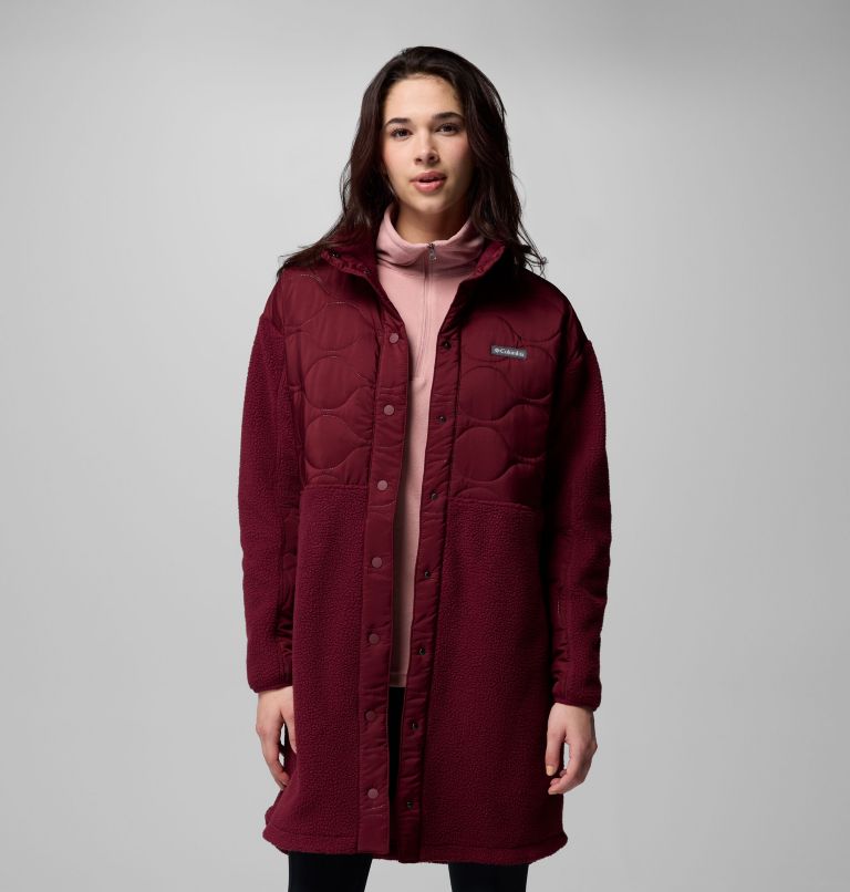 Women's Cloud Point Long Fleece Jacket, Color: Rich Wine, image 6