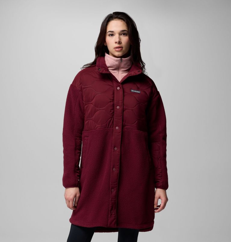 Women's Cloud Point Long Fleece Jacket, Color: Rich Wine, image 1