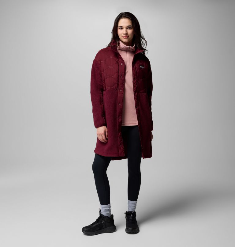 Women's Cloud Point Long Fleece Jacket, Color: Rich Wine, image 2