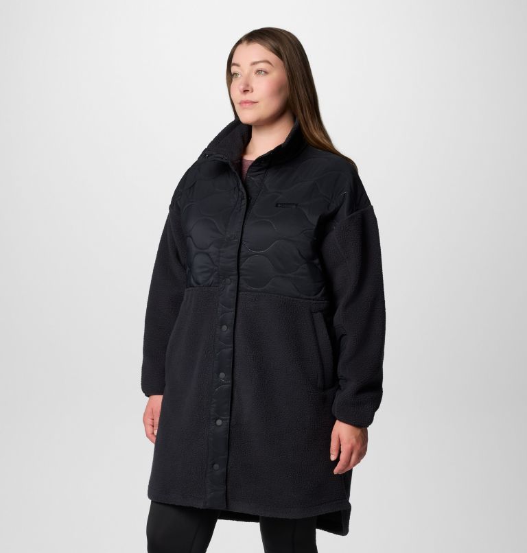 Women's Cloud Point Long Fleece Jacket - Plus Size, Color: Black, image 4