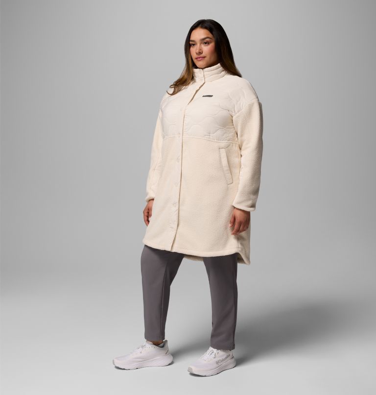 Women's Cloud Point Long Fleece Jacket - Plus Size, Color: Chalk, image 4