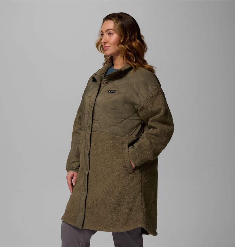 Women's Cloud Point Long Fleece Jacket - Plus Size, Color: Stone Green, image 4