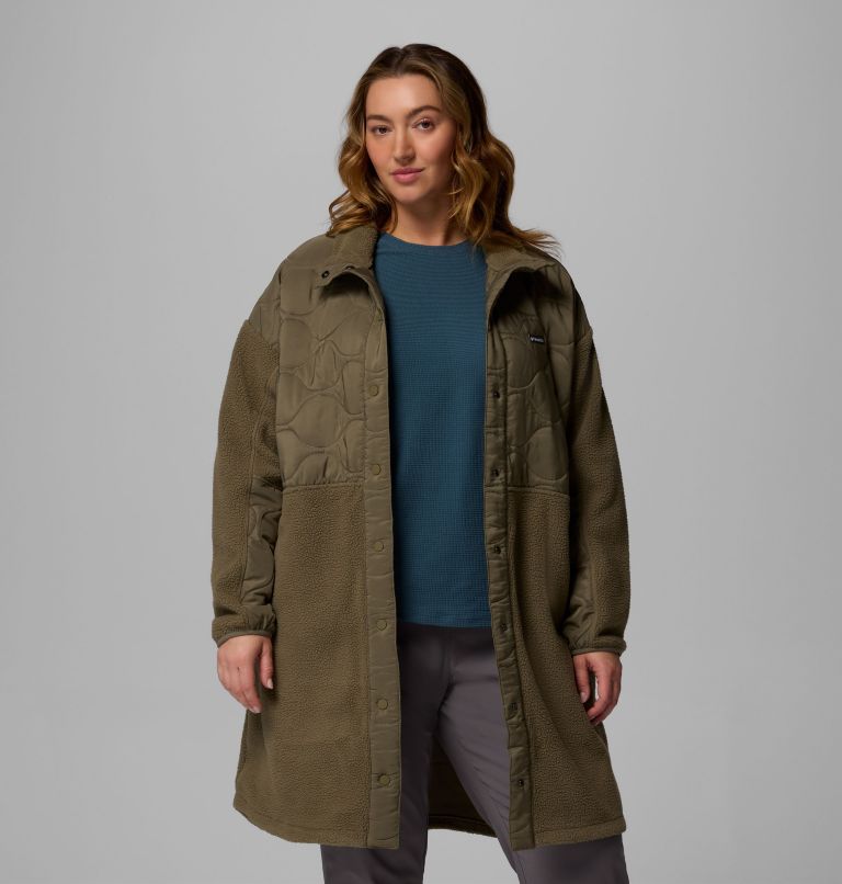 Women's Cloud Point Long Fleece Jacket - Plus Size, Color: Stone Green, image 5