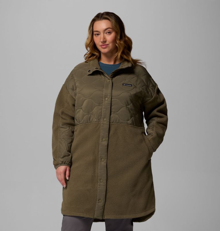 Women's Cloud Point Long Fleece Jacket - Plus Size, Color: Stone Green, image 1