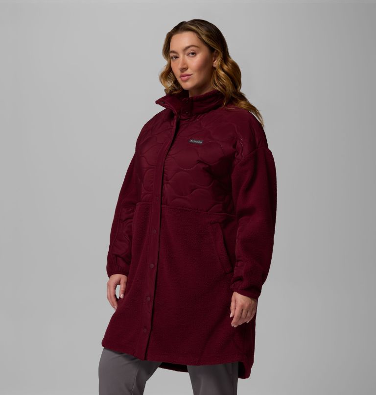 Women's Cloud Point Long Fleece Jacket - Plus Size, Color: Rich Wine, image 4