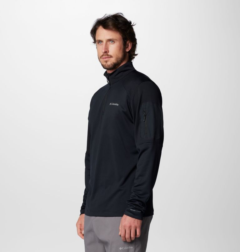 Men's Columbia Tech Knit Quarter Zip Pullover, Color: Black, image 4