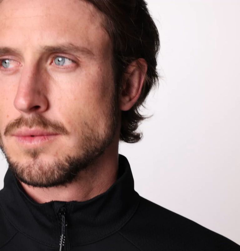 Men's Columbia Tech Knit Quarter Zip Pullover, Color: Black