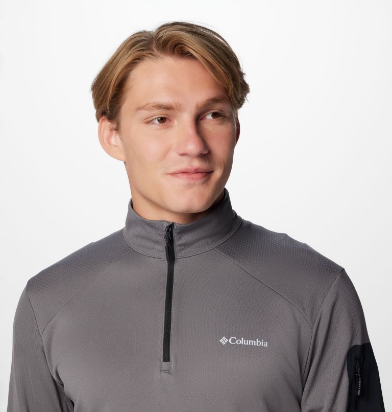 Men's Columbia Tech Knit Quarter Zip Pullover, Color: City Grey, Black, image 5