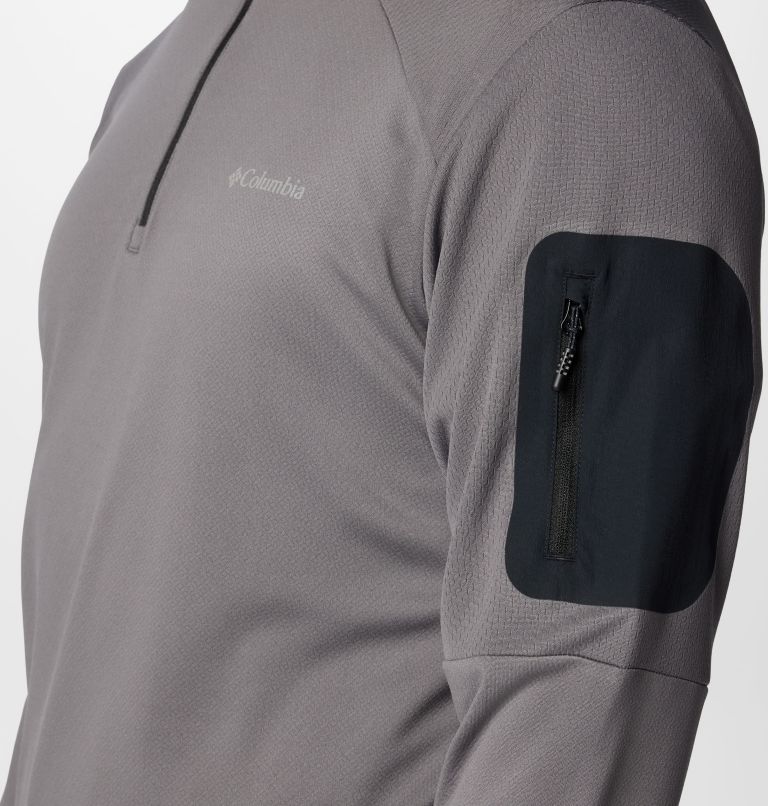 Men's Columbia Tech Knit Quarter Zip Pullover, Color: City Grey, Black, image 6