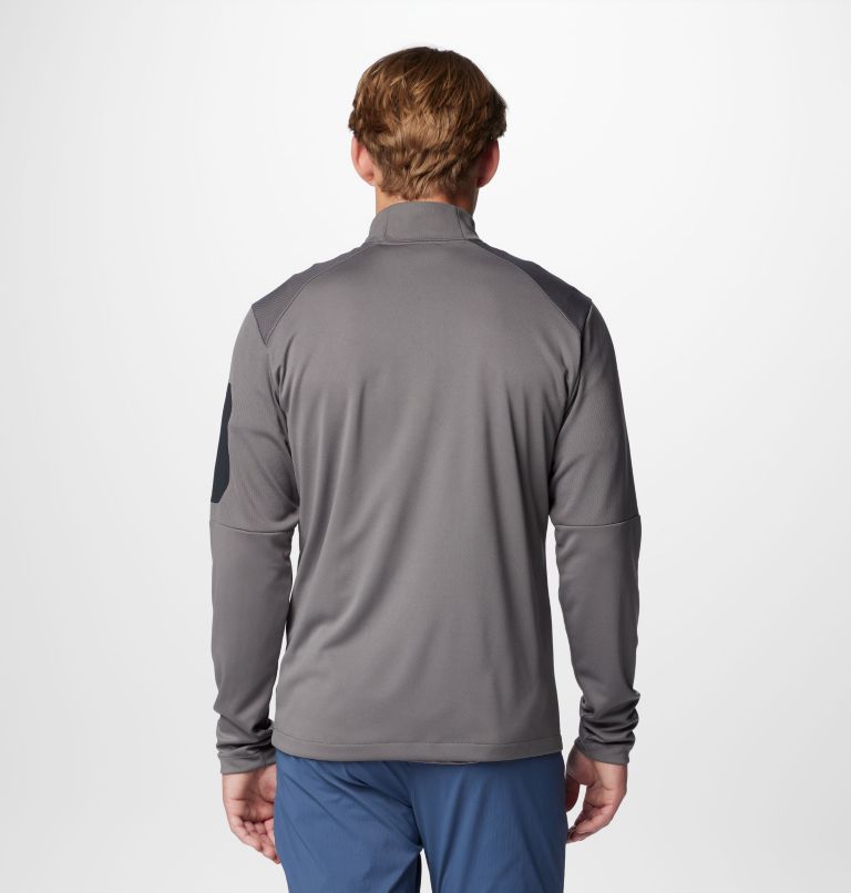 Men's Columbia Tech Knit Quarter Zip Pullover, Color: City Grey, Black, image 2