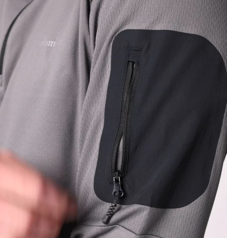 Men's Columbia Tech Knit Quarter Zip Pullover, Color: City Grey, Black