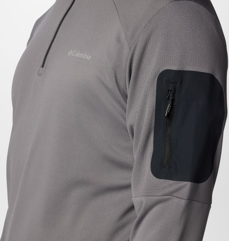 Men's Columbia Tech Half zip Knit Sweatshirt, Color: City Grey, Black, image 6
