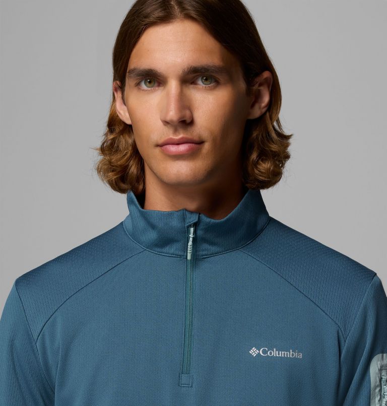 Men's Columbia Tech Half zip Knit Sweatshirt, Color: Everblue, Crushed Blue, image 5