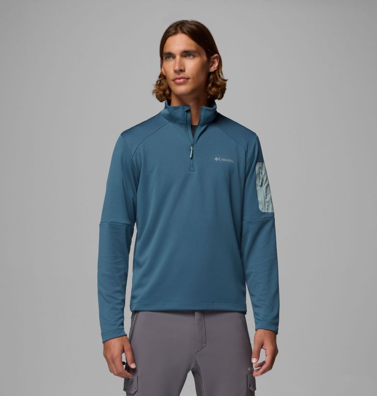 Men's Columbia Tech Half zip Knit Sweatshirt, Color: Everblue, Crushed Blue, image 1