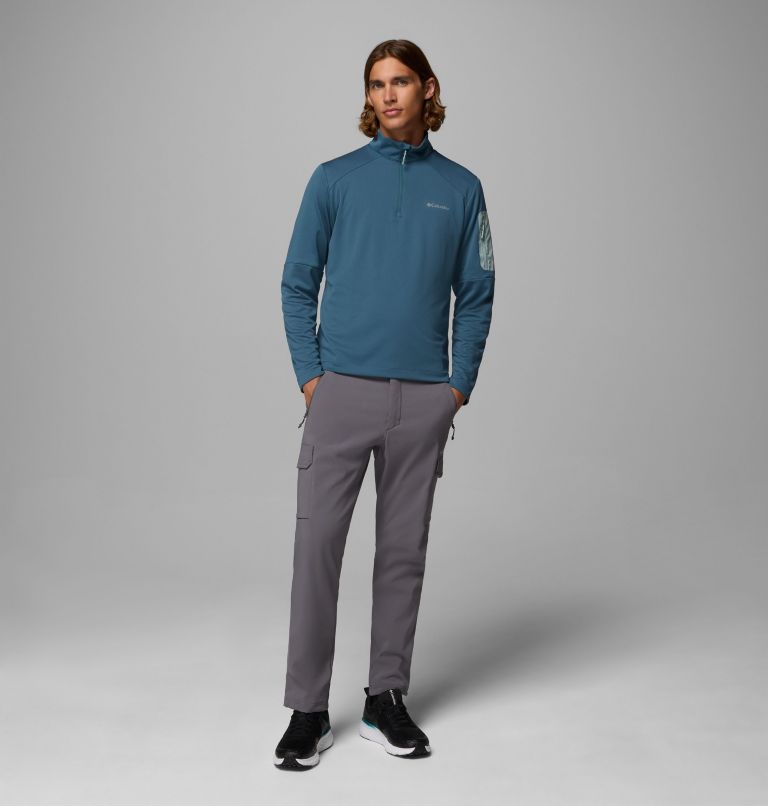 Men's Columbia Tech Half zip Knit Sweatshirt, Color: Everblue, Crushed Blue, image 2