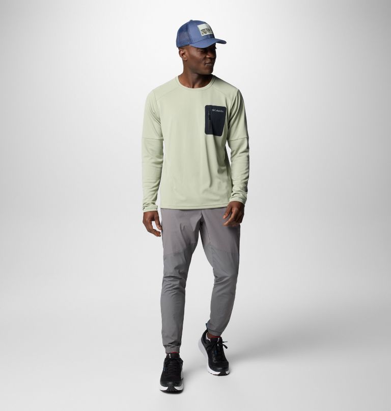 Men's Columbia Tech Knit Long Sleeve Crew, Color: Safari, Black, image 3