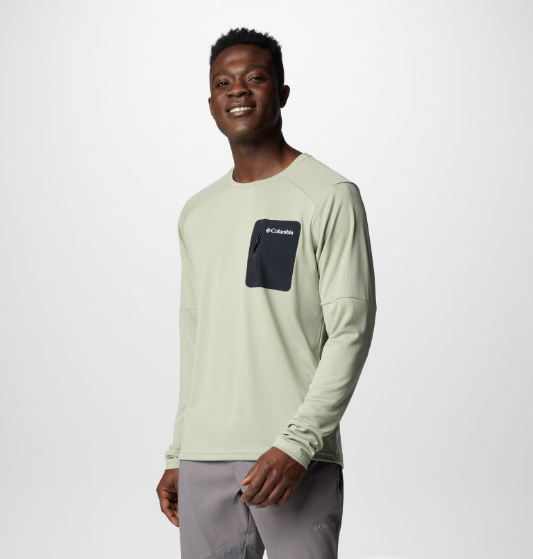 Men's Columbia Tech Knit Long Sleeve Crew, Color: Safari, Black, image 4
