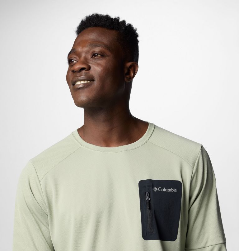 Men's Columbia Tech Knit Long Sleeve Crew, Color: Safari, Black, image 5