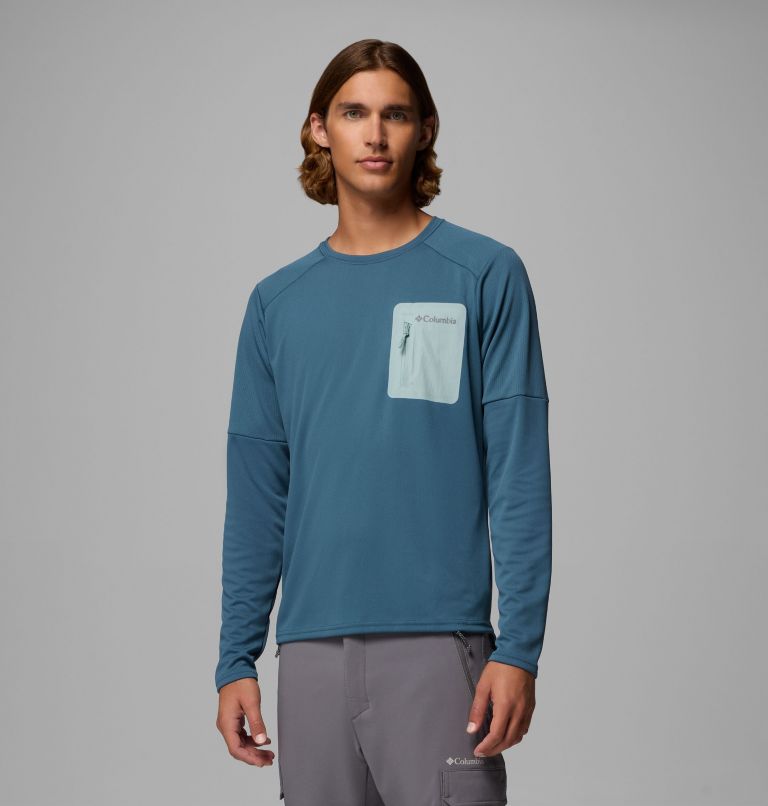 Men's Columbia Tech Long Sleeve Technical Knit Sweatshirt, Color: Everblue, Crushed Blue, image 4