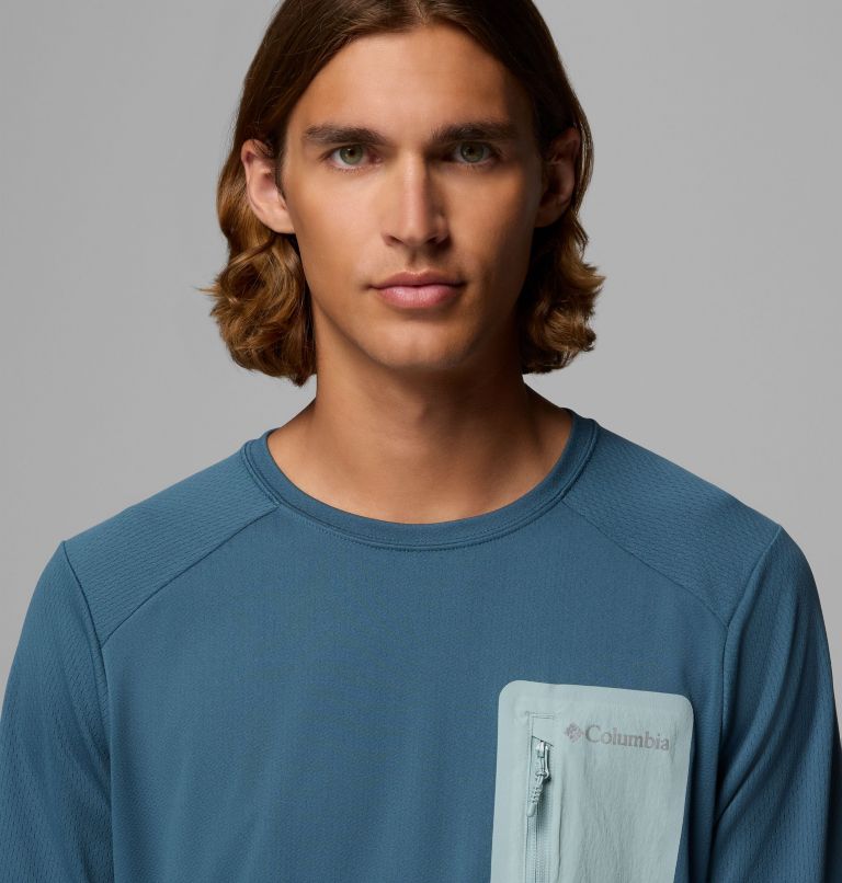 Men's Columbia Tech Long Sleeve Technical Knit Sweatshirt, Color: Everblue, Crushed Blue, image 5